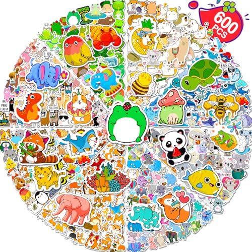 Arme Cute Animal Stickers Bulk Waterproof Water Bottle Stickers Pack 600PCS | Vinyl Stickers for Kids, Toddlers, Teens, Boy, Girl, Fun Stickers for Classroom Reward, Luggage, Cups, Random