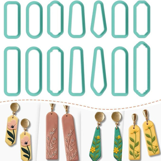 14pcs Rectangle Clay Cutters, Polymer Clay Cutting Tools for Earrings Making, Clay Jewelry Making Kit for Handicraft Enthusiasts