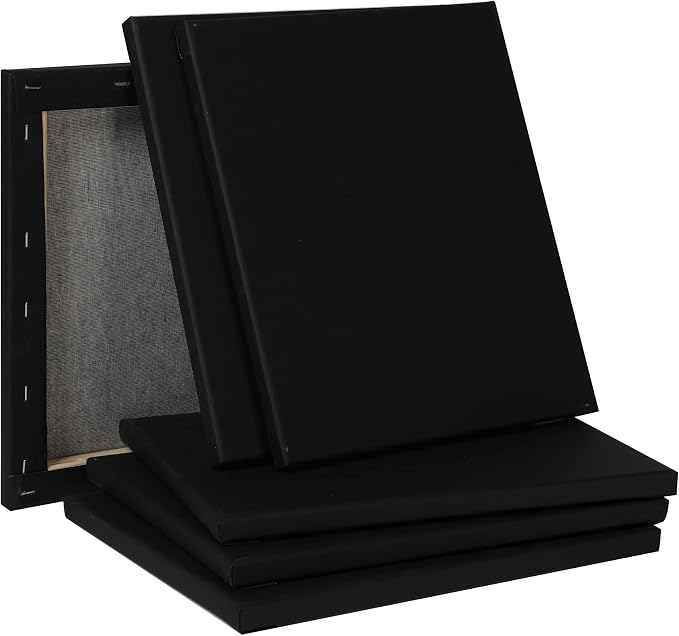 Black Canvas,8x10 Inch 6-Pack, 100% Cotton Primed Acid-Free Stretched Black canvases for Painting, Art Supplies for Acrylic Pouring, Oil Painting and Watercolor Paints