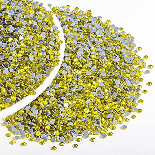 Beadsland Hotfix Rhinestones Bulk, Lemon Yellow, SS12, 14400pcs
