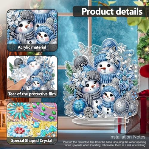 Christmas Diamond Art Kits for Adults,Cute Snowman Family Diamond Painting