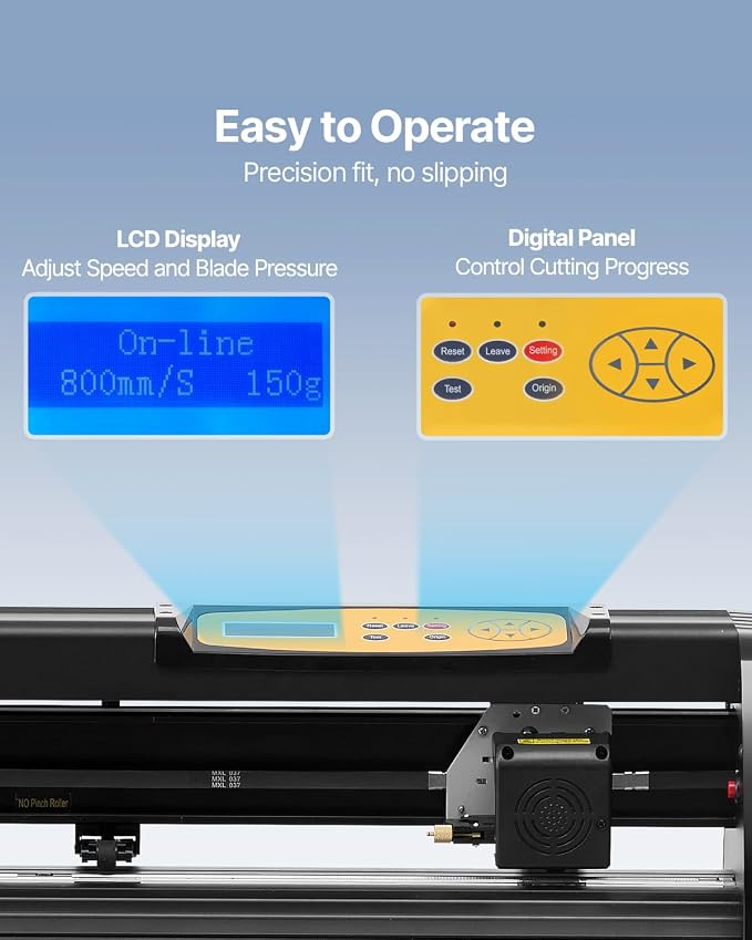 VEVOR Vinyl Cutter Machine Upgraded 28" Paper Feed Cutting Plotter Bundle | Compatible with Windows System, Adjustable Force & Speed Vinyl Printer with Powerful Stepper Motors, Signmaster Software