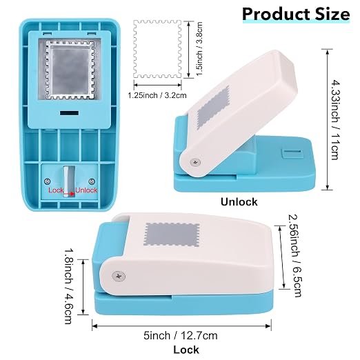 Stamp Punch, Stamp Puncher, Large Rectangular 1.5x1.25 inch Postage Stamps Punch, Stamps Shaped PaperPunch, StampCutter Hole Puncher, Paper Punches for Crafting, Lever Craft Punches for Paper Crafts