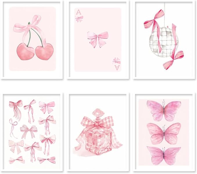 Diamond Art Kits for Adults,6 Pack Pink Bow Diamond Painting Kits 10 x 12in
