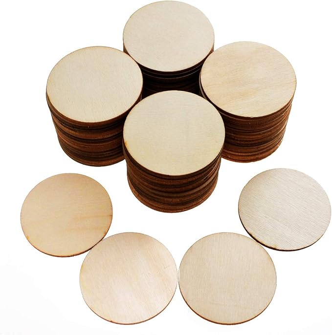 100 Pieces 2 Inch Unfinished Wood Circles