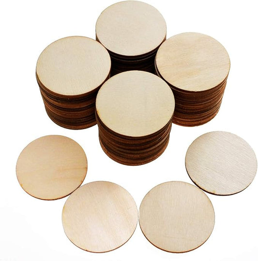 100 Pieces 2 Inch Unfinished Wood Circles