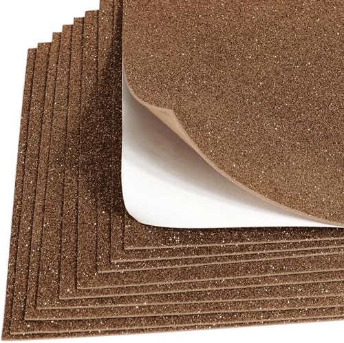 10 Sheets Glitter Cardstock Paper Self-adhesive Backs 30 X 20cm A4 Paper for Thanksgiving Christmas Card DIY Crafts Scrapbook Card Decoration (Light Brown)