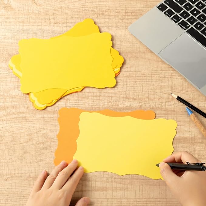 50 Pack Blank Kraft Greeting Cards, Yellow, 5 Colors, 4x6IN