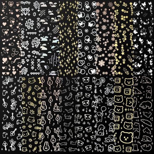 36 Sheets Kpop Holographic Decorative Laser Stickers - Glitter Photocard Stickers with Heart, Butterfly, Bubbles Designs for Arts, Crafts & Photocards