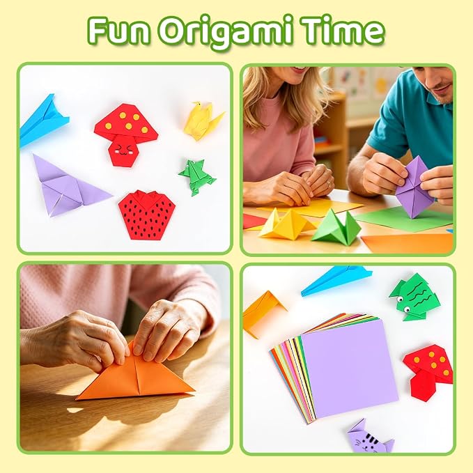 IOOLEEM Origami Paper Kit, 500 Sheets 20 Colors, Double Sided Colored Blank Folding Paper Set with Step-by-Step Instructions, Origami Kit for Art & Craft Supplies