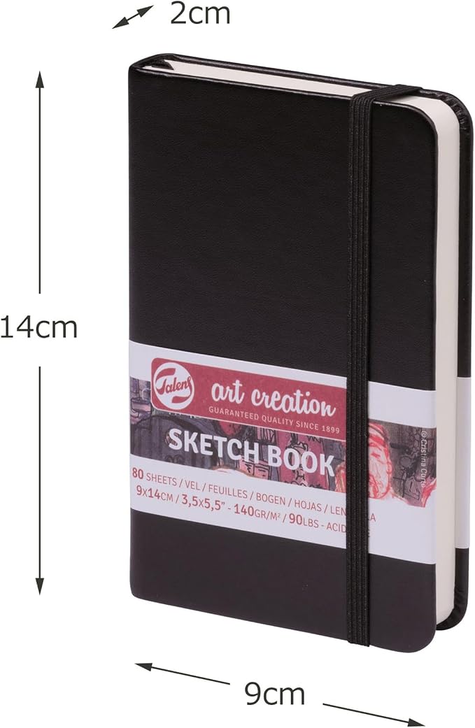 Talens Art Creation Sketchbook, 140 GSM/94 lbs, Black, 3.5 x 5.5 in