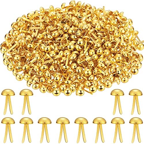 Hotop 500 Pcs Brad for Paper Crafts Metal Paper Fasteners,Golden