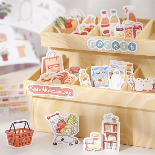 6 Rolls Home Daily Life Die-cut Washi Tape Stickers Decorative Washi Tape