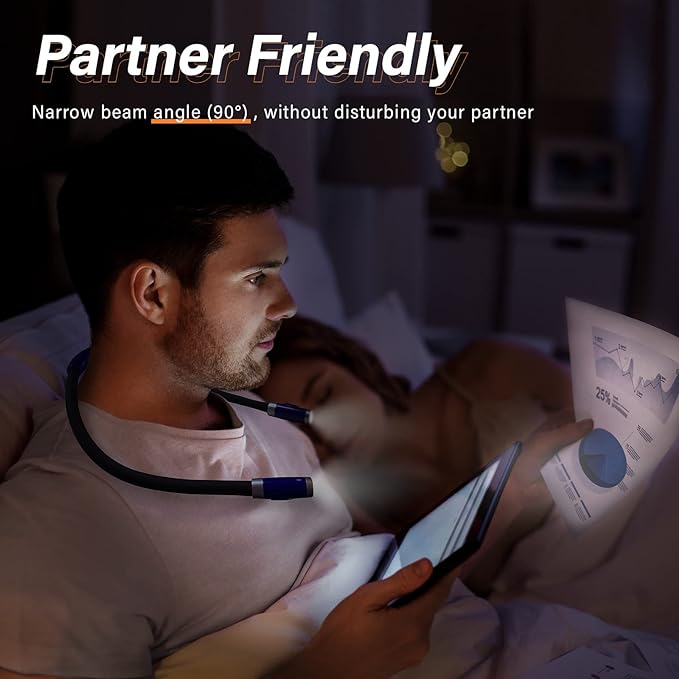 Vekkia Rechargeable LED Neck Book Light for Reading in Bed
