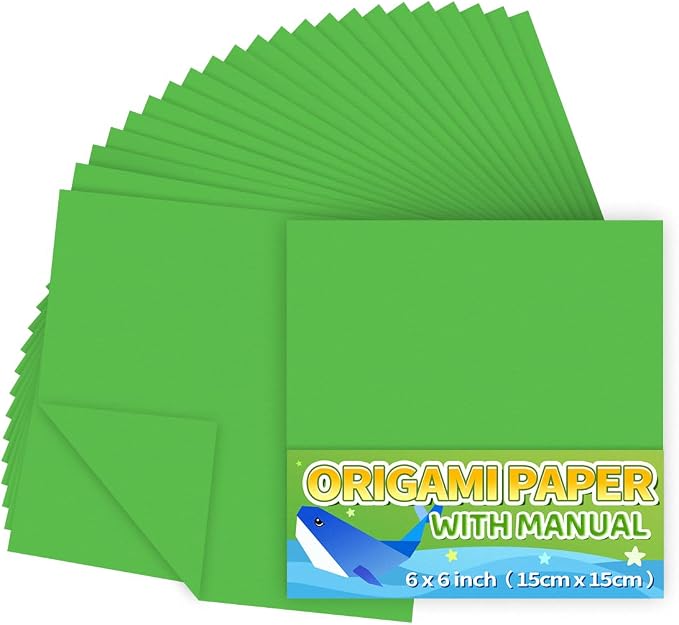Praisebank Dark Green Origami Paper, 220pcs 6x6 inch, Double Sided Color, Origami Paper Kit for Crafts, Origami Kit.