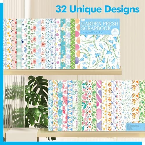 30 Sheets Garden Floral Paper Pad, Double-Sided Scrapbook Paper with Unique Soft Fresh Designs Decorative Scrapbooking Supplies For Card Making, Album, Stamping, Background Decoupage