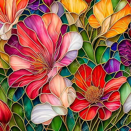 DIAMOND ART CLUB Stained Glass Flower Diamond Art Kits for Adults