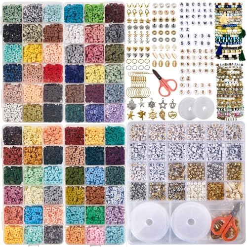 Box-O-Beads Earth Tones Clay Beads Bracelet Making Kit – 16,050 Pieces with 72 Color Friendship Bracelet Jewelry Kit for Kids, Teens & Family Crafting – Creates Over 100 Bracelets for Family Crafting