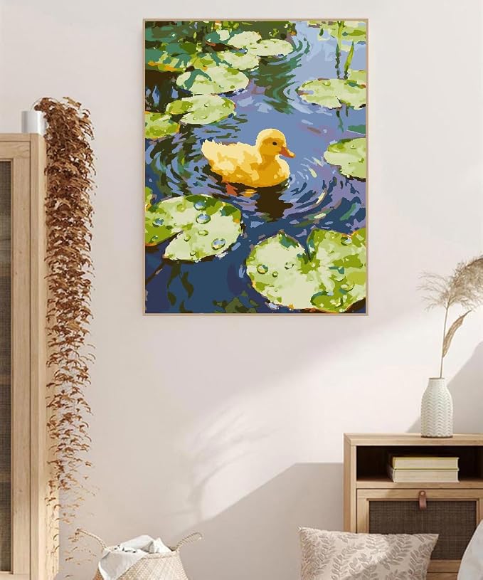 ZRIZQ Paint by Numbers Kit for Adults Beginner,Summer Duck,16x20 | Full set with rich paints,wooden brushes,rolled canvas.Calming,screen-free pastime.Beginner friendly.Just open and paint.