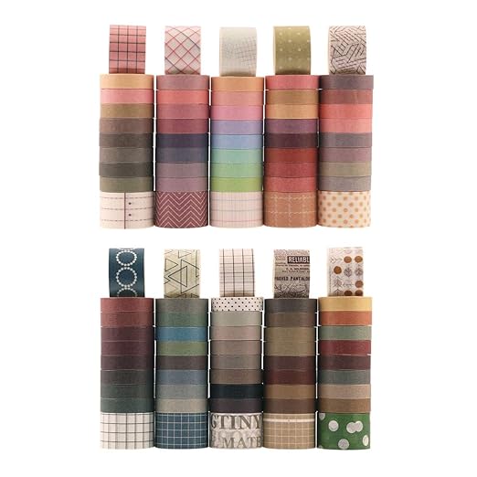 100 Rolls Vintage Washi Tape Set, 0.4 & 1 Inch Widths