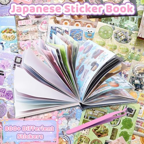 45 Sheets Japanese Sticker Book Manga 800+ Scrapbook Stickers Cute Korean Stickers for Journaling Scrapbooking Kawaii Japanese Stationery Aesthetic Food Sticker for Adult Romantic DIY Comic Books B