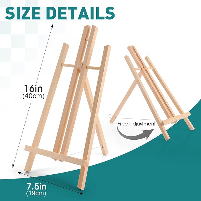ESRICH 6 PCS 16in Wood Easels, Tabletop Easel for Painting Party | Paint Easel for Display Canvas, Photos, Display Tripod Holder Stand for Students Kids