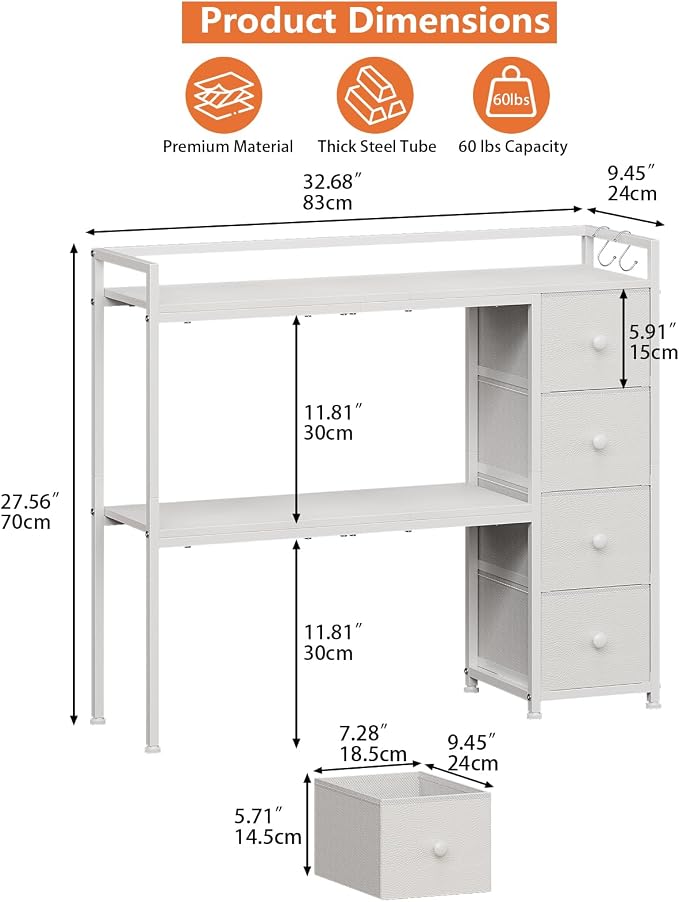 VENNQD Desktop Shelf Stand Compatible with Cricut Maker and Cricut Explore Air Series Stand Legs, Craft Desk Accessories and Space Organizer (White)