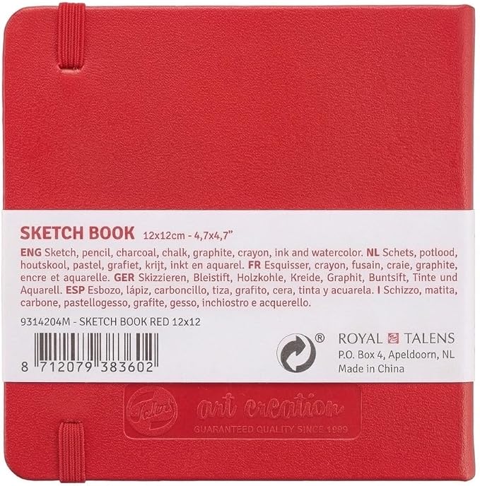 Talens Art Creation Sketchbook, Red, 80 Sheets, 4.7 x 4.7 in