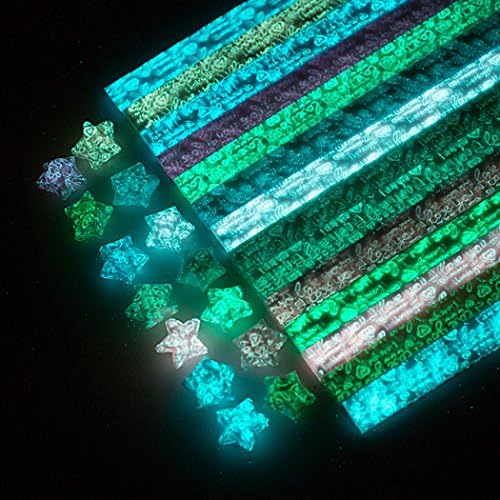 Yeooyoor Origami Stars Papers Package DIY Paper, 600 Sheets - 20 Colors (Glows in the Dark)