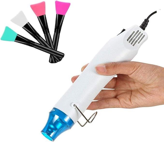 5PCS Bubble Buster Tool for Making Epoxy Glitter Tumblers, Protable Heat Gun for DIY Acrylic Resin Cups Tumblers to Remove Air Bubbles,4Pcs Magic Epoxy Brushes for Even Smooth, Ideal to Bling (White)