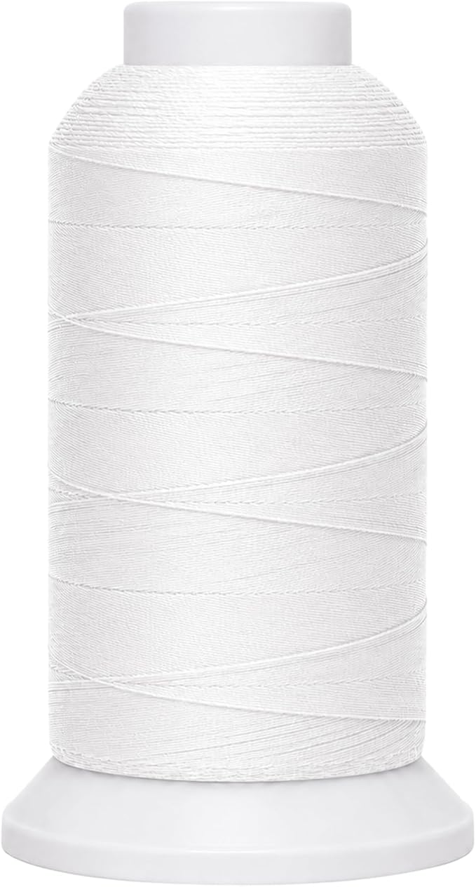 Mandala Crafts White Tex 70 Polyester Heavy Duty Thread for Upholstery | 1500 Yds T70 UV Resistant Strong Thread for Leather Sewing, Marine, Drapery, Jeans, Hair Weaving & Extension, Outdoor