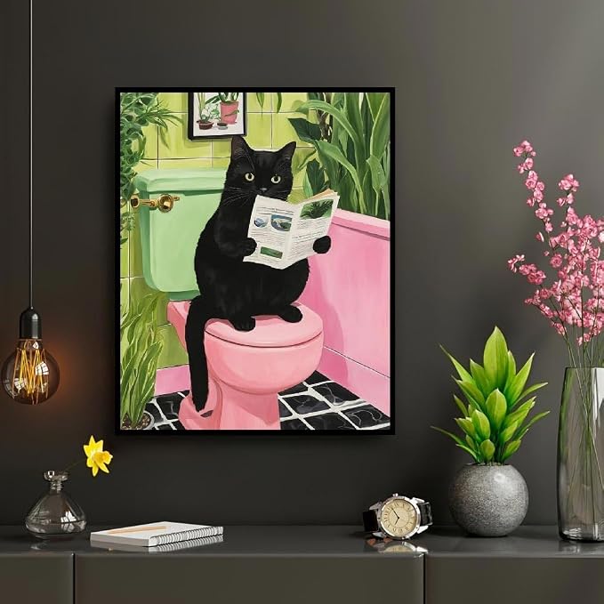 Diamond Art Kits for Adults,Black Cat Diamond Painting Kits 12x16in