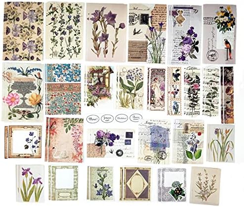 Esweny 200PCS Vintage Scrapbooking Supplies Kit, Scrapbook Sticker Paper Pack for for Planners Aesthetic Cottagecore Room Decor Wall Art Collage Album