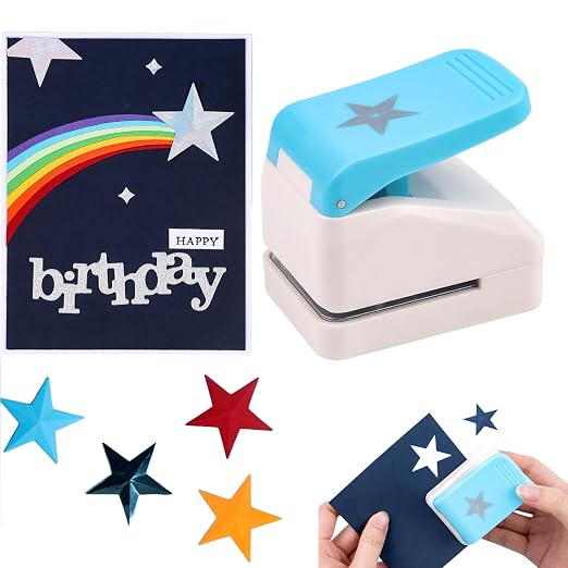 Star Punch | 1.4 inch Star Hole Punch | Portable Lever Action Craft Punches | Paper Puncher for Crafting Scrapbooking and Crafts Projects | Handmade Crafters' Tools for Paper & Cardstock