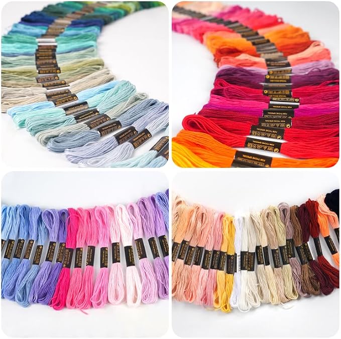 150 Color Skeins Rainbow Color Embroidery Floss，Cross Stitch Threads, Bracelet Yarn, Craft Floss
