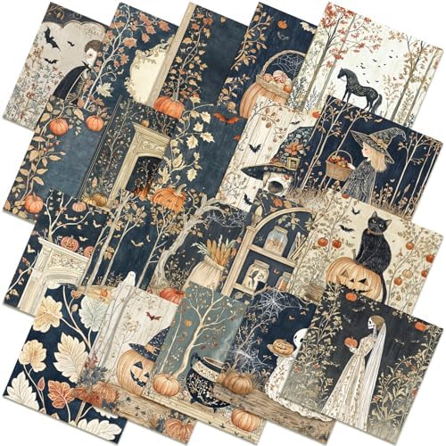 HunnmingRe 20 Pcs 10''x10'' Gothic Fall Halloween Quilting Fabric Squares