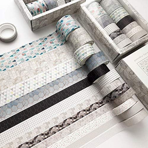 12 Rolls Washi Tape Set, Geometric Pattern Washi Masking Tape