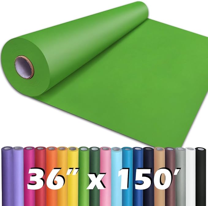 PerkHomy Medium Green Kraft Paper Roll 36" x 1,800" (150') for Gift Wrapping Bouquet Flower Art Painting Craft Writing Packaging Shipping 80GSM 55LB (Medium Green, 36" x 150')