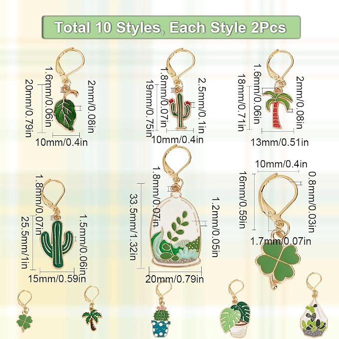 SUNNYCLUE 1 Box 20Pcs Stitch Markers Cute Lobster Clasp Charms Green Plants Cactus Crochet Stitch Marker Removable Knitting Stitch Markers Metal Crocheting Markers for Sewing Weaving Knit Threading