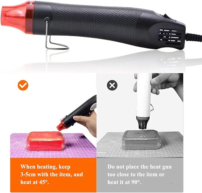Mini Heat Gun 300W Handheld Heat Gun Dual-Temperature 392℉ & 662℉ Hot Air Gun Electric Heating Tools for Removing Epoxy Cup Painting Resin Air Bubbles, Drying Crafts & Shrink Wrap Paint