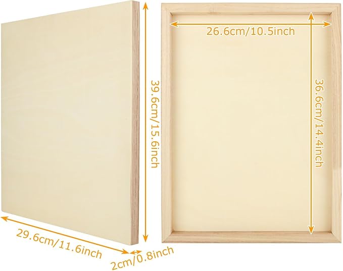 6 Pack Unfinished Wood Canvas Panels for Painting 12 x 16 Inch Craft Wood Board, 3/4’’ Deep Cradle Boards for Painting, Pouring, Arts, Crafts, Paints and More