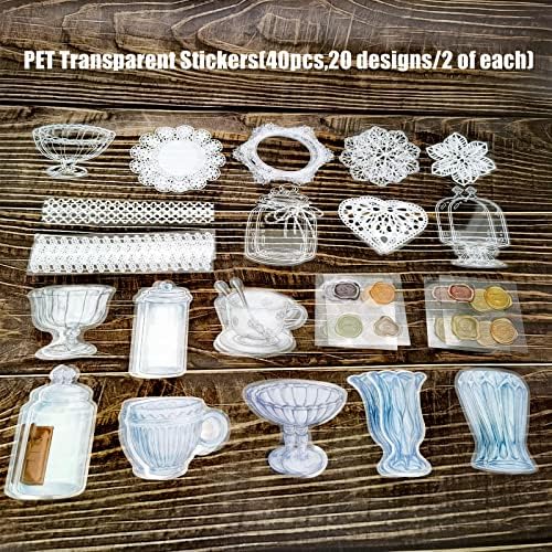 Esweny 260PCS Vintage Journaling Scrapbooking Supplies Scrapbook Sticker Paper Ephemera Pack for Junk Journal Planners Collage Craft Notebooks Album (Coffee and Bread)