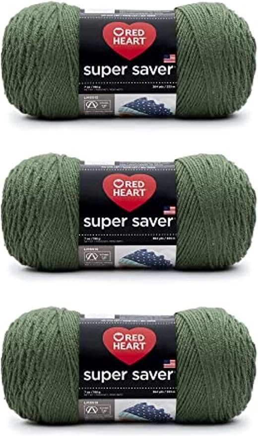 Red Heart Super Saver Yarn for Crocheting & Knitting, Medium Thyme, 3-Pack