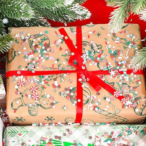 FOIMAS Fake Christmas Sprinkles, 4.76 oz Mini Fake Sprinkles Christmas Polymer Clay Slices for Crafts Art DIY Cake Decoration Slime Card Filler Supply