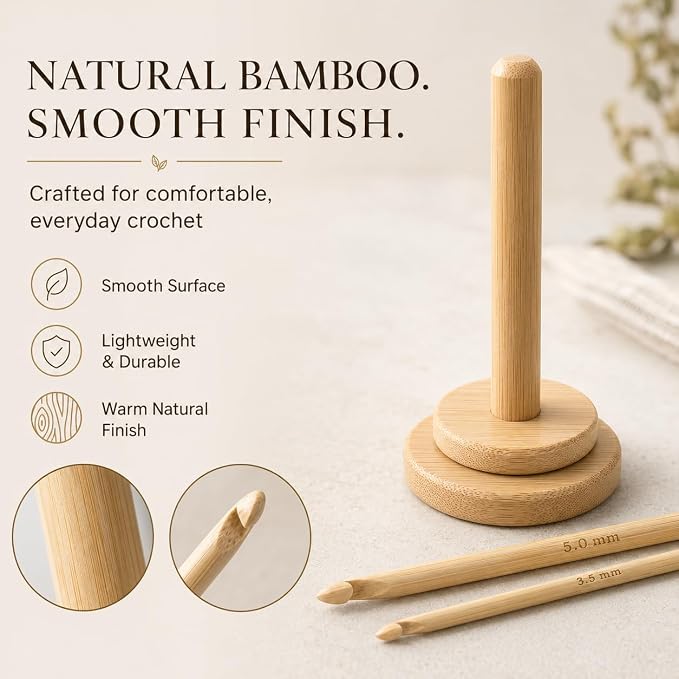 Revenor Yarn Holder for Crocheting, Crochet Yarn Holder Kit with 6 Bamboo Crochet Hooks & 20 Stitch Markers, Yarn Organizer & Yarn Storage Organizer, Crochet Kit for Beginners, Crochet Tools