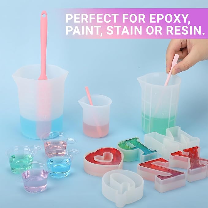 Gartful 9PCS Large Silicone Stir Sticks for Epoxy Resin, Reusable Mixing Sticks for Paint, Glue, Glitter, Waxing, Tumbler Making, Art Craft Supplies, Facial Mask Applicator, Pink