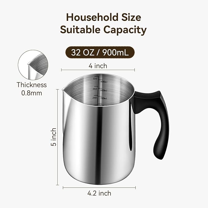 Candle Making Pouring Pot, 32 oz Stainless Steel Wax Melting Pot
