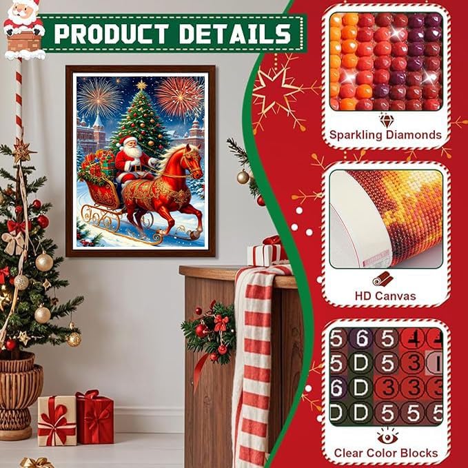 XUCNWL Christmas Diamond Art Kits for Adults,Santa Claus Diamond Painting