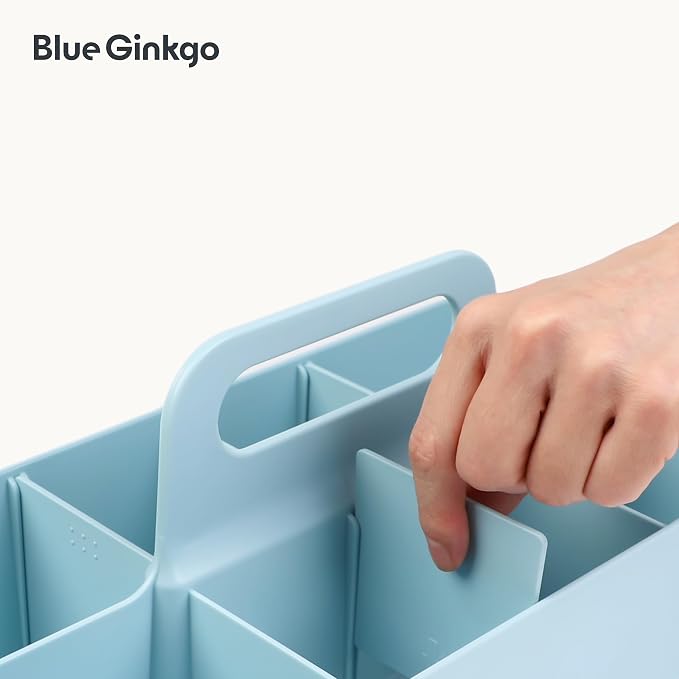 BLUE GINKGO Stackable Organizer Caddy, Long, Blue, Made in Korea