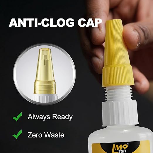 Wood Super Glue 60 Gram Clear Instant CA Glue for Woodworking Wooden Crafts Carpenters & Hobby Models, Heavy Duty Wood Furniture Repair for Chairs, Cabinets Strong All Purpose Cyanoacrylate Adhesive
